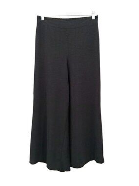 Adrianna Papell Black Wide-Leg Crop Palazzo Pants Size Medium Elastic Waist